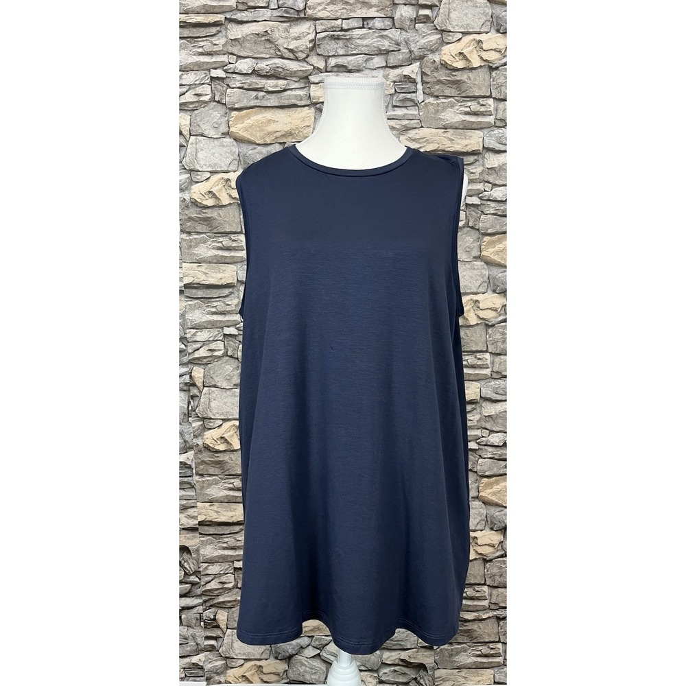 EILEEN FISHER Shift Tencel Jersey Sleeveless Blue Shirt Sz XL Capsule‎ Office